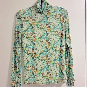 Vertigo Retro Print Mesh Turtleneck Sz L